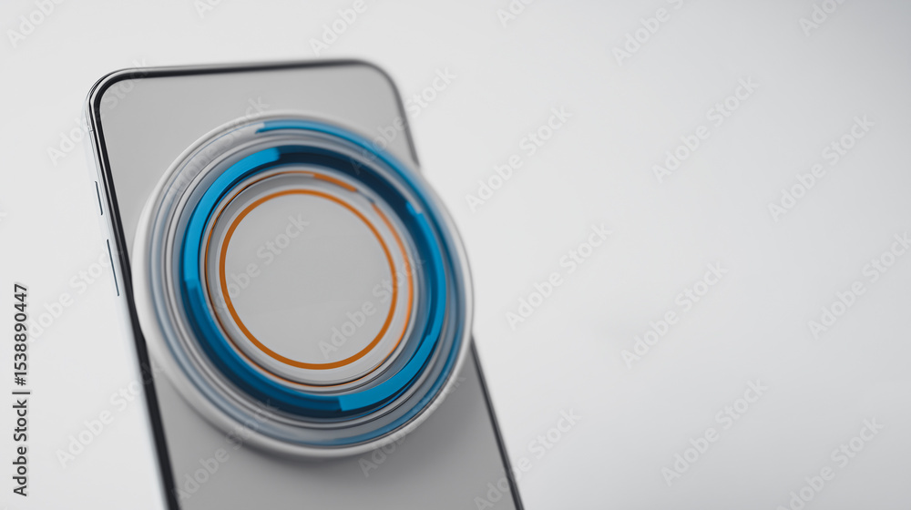 Poster phone tech visual: a sleek, modern smartphone showcases a dynamic technological interface with an ar