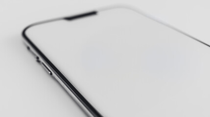 Sleek Device Detail: A close-up shot reveals the elegant design of a modern smartphone. Featuring a pristine screen and refined edges.
