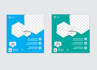 Modern unique Dental social Media post design tempate a4 print