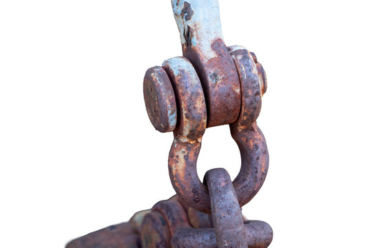 Rusty chain isolated on white background.