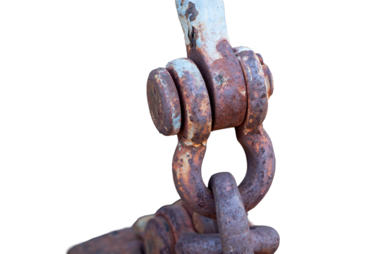 Rusty chain isolated on white background.