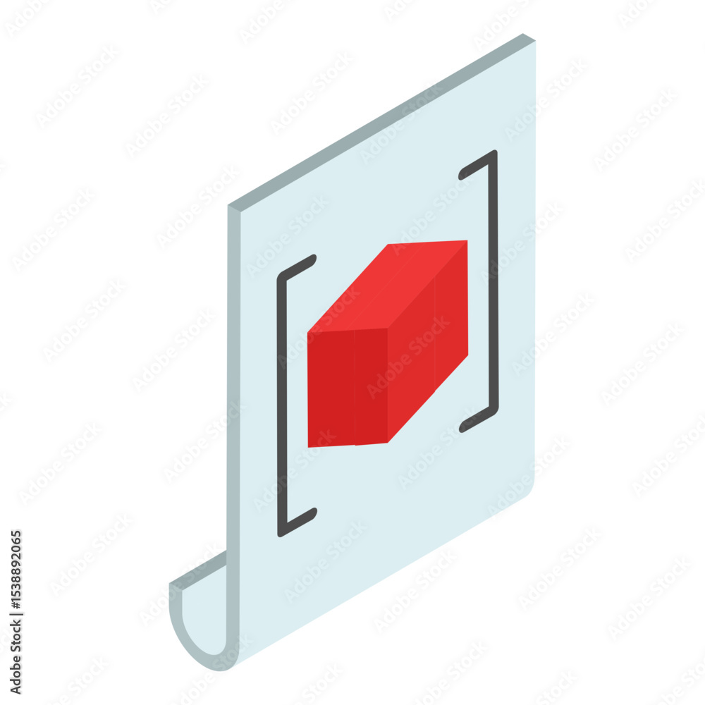 Aufkleber 3d scanner isometric concept, model object scanning in progress vector color icon design, additive m