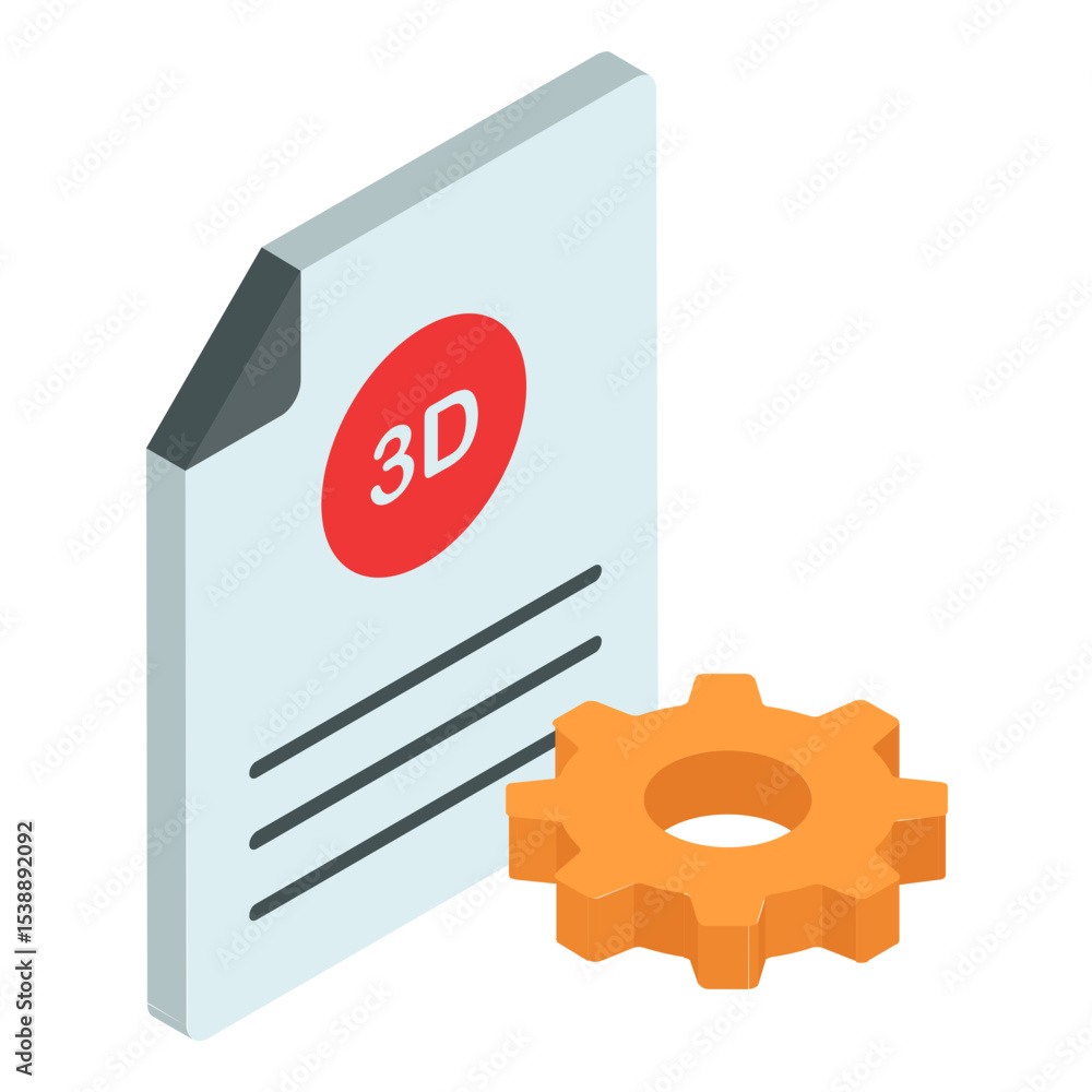 Aufkleber 3d printer head calibration file isometric concept, cnc machine configuration vector color icon desi