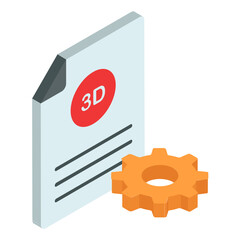 3D printer head Calibration file isometric Concept,  cnc machine Configuration vector color icon design, additive manufacturing stock illustration