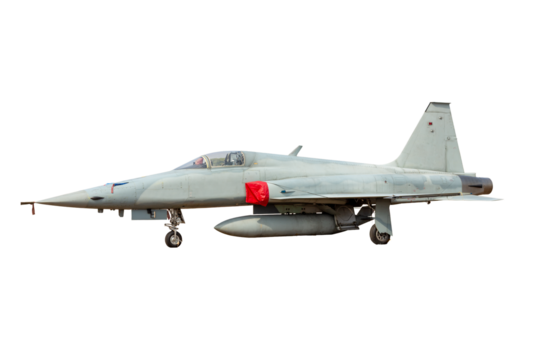 Fighter jet with missiles isolated on white background.