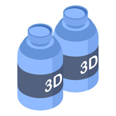 3D Printing Solid Powder and Resin Bottles isometric Concept , coatings or specialized application material vector Icon Design, additive manufacturing Stock illustration