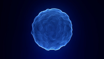 Abstract organic wireframe sphere with smooth blue mesh lines. Futuristic 3D shape for digital design, sci-fi, AI visuals or modern tech concepts. Clean and elegant look.