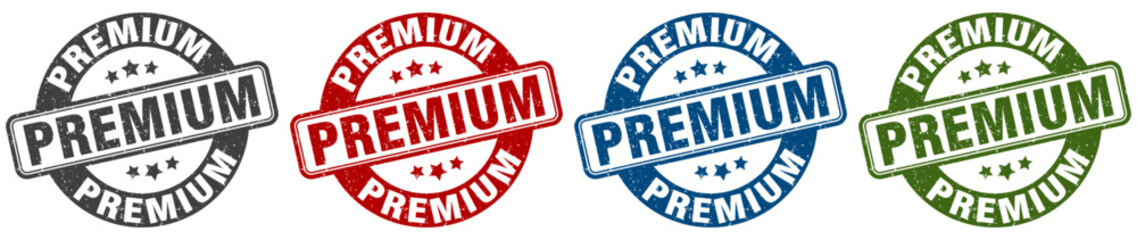 premium stamp. premium round stamp set isolated on white background