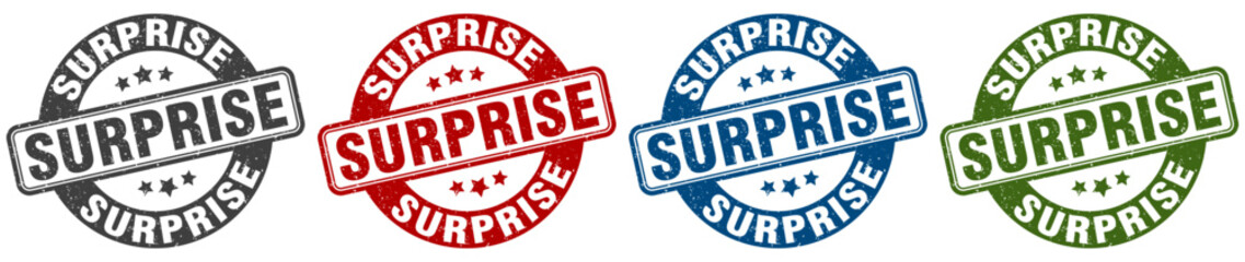 surprise stamp. surprise round stamp set isolated on white background