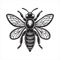 Obraz premium Honeybee silhouette vector illustration logo sticker