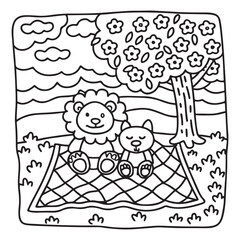 Little Cuddles – Bold and Easy Coloring Pages | Fun & Adorable Designs | Line art vector illustration | Cute and Comfy Coloring Page | Little Cuddles Animal coloring page