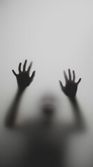 Person behind foggy glass.