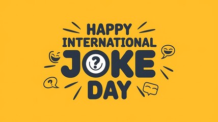 happy international joke day text in bold yellow design