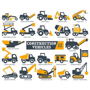 Heavy Engineering and Roadwork Vehicles Vector Pack &ndash; 22 Construction Machines
