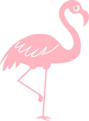 Flamingo clip art design on plain white transparent isolated background for sign, decal, card, shirt, hoodie, sweatshirt, apparel, tag, mug, icon, poster or badge