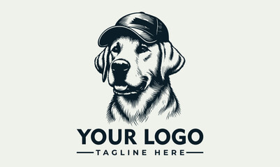 A stylish logo featuring a Labrador Retriever wearing a baseball cap.