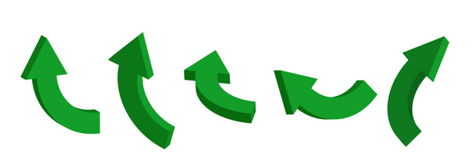 Arrow set. Green 3d arrow. Vector isometric arrow set isolated on white background.