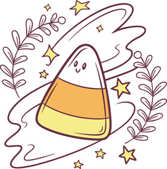 Magical halloween candy corn logo design