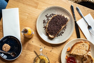Dutch breakfast with chocolate sprinkles