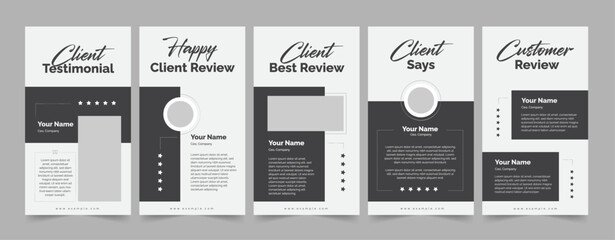 Black and White Client feedback template, Customer review banner design