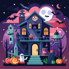 vector illustration of a scary house