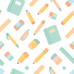 School Supplies Pattern – Pastel Minimal Style