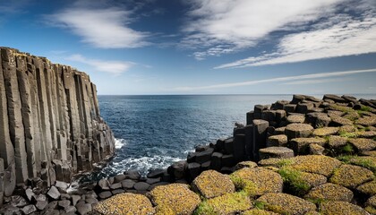 coastal basalt rock wall