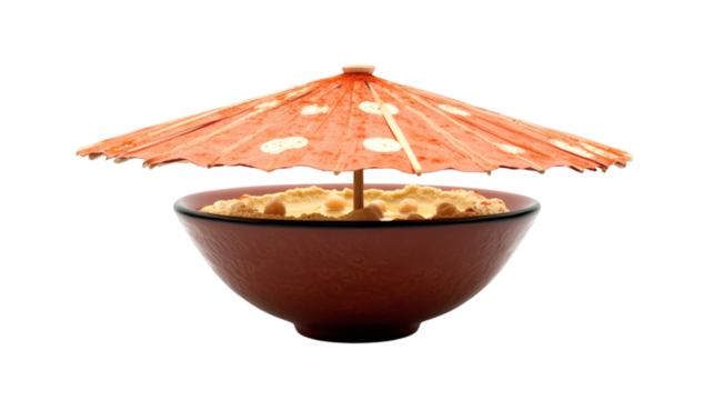 Rustic bowl of creamy hummus garnished with olive oil, paprika, and chickpeas isolated on transparent background - Powered by Adobe