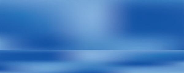 Blue studio room. Limbo light background. Abstract 3d backdrop for product presentation. Minimal wall scene. Showcase, promotion display. Vector stage mockup illustration