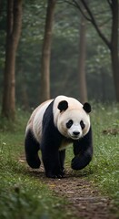 Obraz premium Panda Walking in Forest