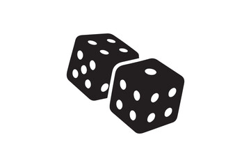 lucky dice silhouette vector art illustration on white background