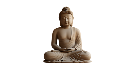 Beige Stone Buddha Sculpture Meditating Black Background