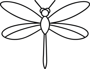 dragonfly icon line art vector illustration on transparent background	