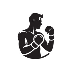 boxer vector silhouette clip art logo design illustration
