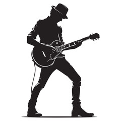 Fototapeta premium silhouette of a person playing guitar, editable vector image