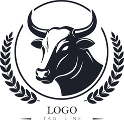 Adobe Illustrator cow head logo design Premium Cattle Icon with Bull Profile.