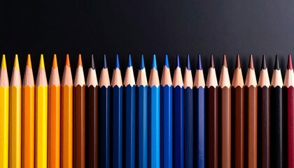 colored pencils on black background