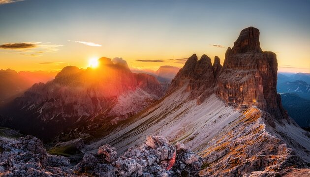 dolomite stuning sunrise from the lagazuoi refuge