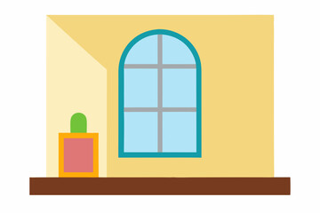 Simple minimalist room interior with arch window