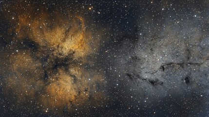 A nebula in space with stars and cosmic dust clouds.