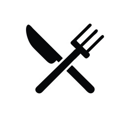 Minimalist Black Fork and Knife Vector Icon for Restaurant and Dining Design Concepts
