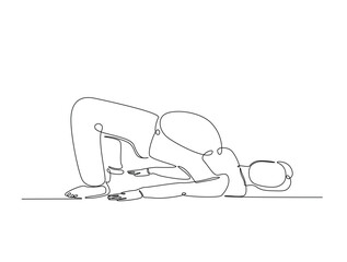 Continuous one line drawing of pregnant mother practicing yoga. Pregnant yoga outline illustration. Editable vector.
