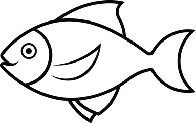 Fototapeta premium fish icon line art vector illustration on transparent background