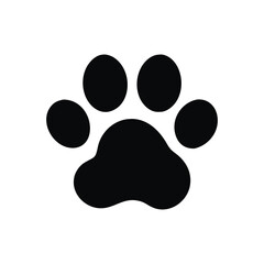 Bold Black Animal Paw Print Vector Icon for Pet Care and Wildlife Design Concepts
