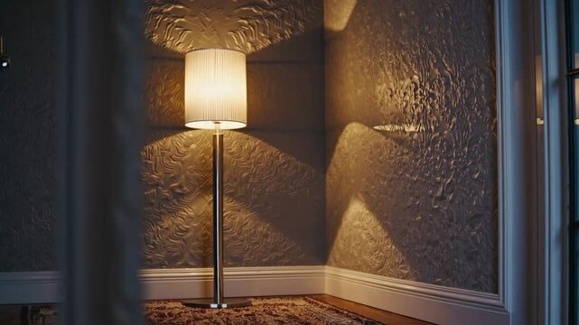 Elegant lamp casting warm shadows in a cozy corner of a stylish living room