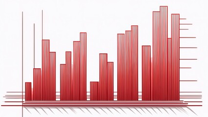 Fototapeta premium Red Bar Graph Chart Illustration for Business, Finance, and Data Analysis on a White Background - Statistical Visualisation