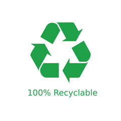 100% Recyclable Green Icon Vector