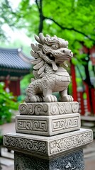 Obraz premium Stone Dragon Garden Statue Temple Asia