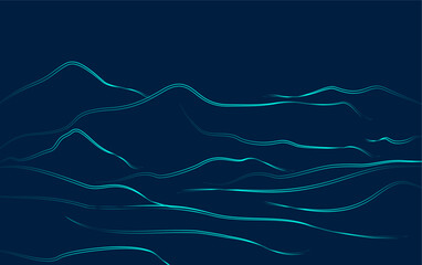 Wavy Blue Lines Abstract Gradient Mountains Lines Landscape Decorative Painting Background