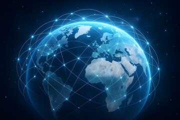 Worldwide Network Connection in Digital Art Style – Futuristic Global Data Exchange Illustration

